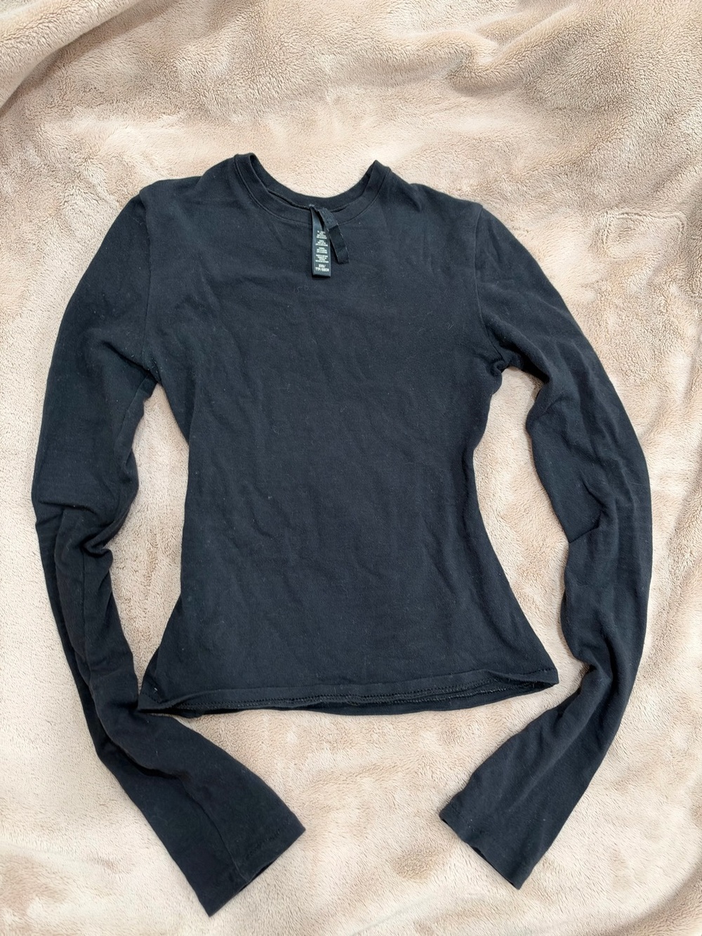 Skims Women's Black Long-Sleeve Crewneck Top